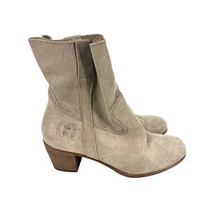 La Botte Gardiane Metallic Taupe Suede Western Ankle Boots France Size 38